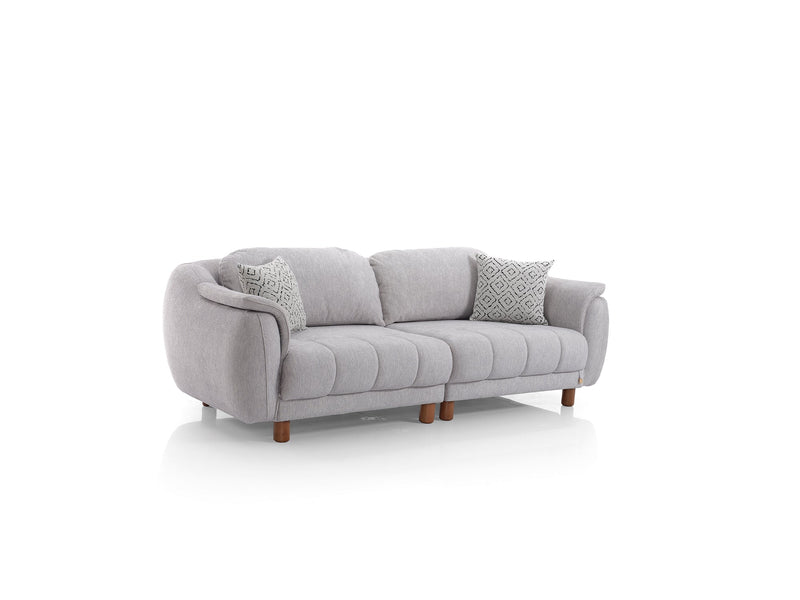 Happy 4-pieces (2 Sofa & 2 Chair) Livingroom Set Grey in Grey - 101-HAP-PUFGRAY-3311