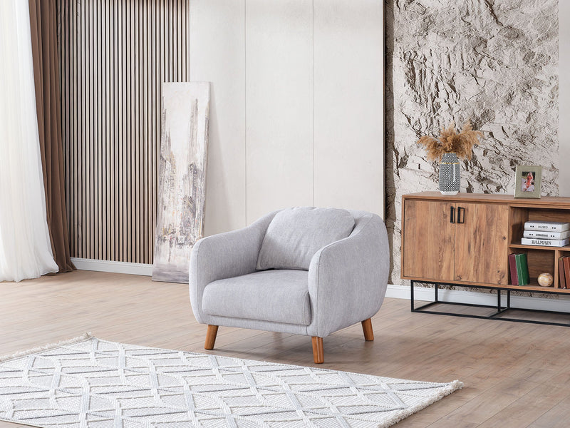 Happy 4-pieces (2 Sofa & 2 Chair) Livingroom Set Grey in Grey - 101-HAP-PUFGRAY-3311