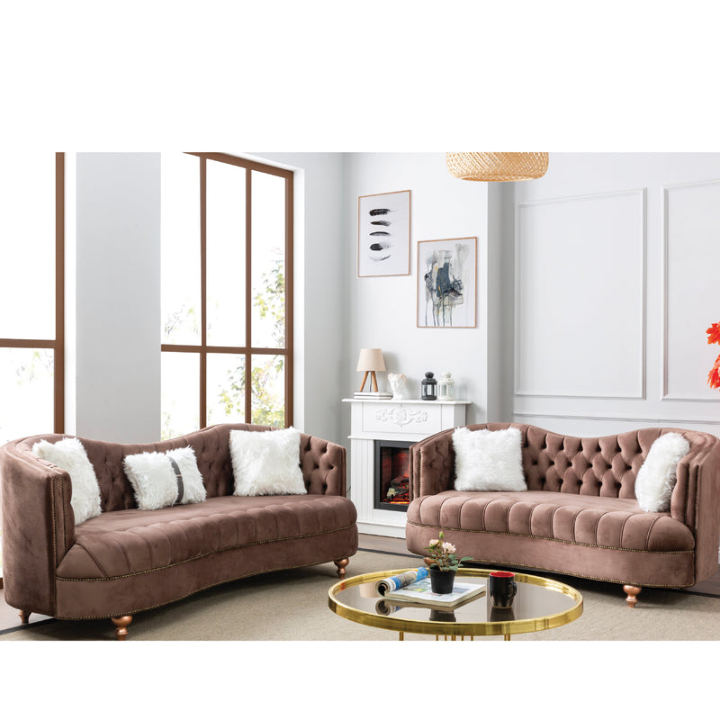 Happy Brown Living Room Set - Gate FurnitureLiving Room Set