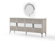 Hare Diningroom (Consol With Mirror & Dining Table & 6 Dining Chair) in White - 200-ALT-HAR-WHT-DT-6-SET