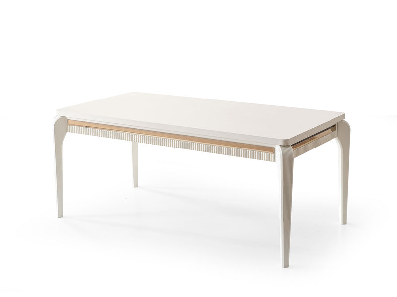 Hare Diningroom (Consol With Mirror & Dining Table & 6 Dining Chair) in White - 200-ALT-HAR-WHT-DT-6-SET