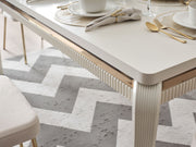 Hare Diningroom (Consol With Mirror & Dining Table & 6 Dining Chair) in White - 200-ALT-HAR-WHT-DT-6-SET