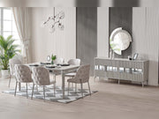 Hare Diningroom (Consol With Mirror & Dining Table & 6 Dining Chair) in White - 200-ALT-HAR-WHT-DT-6-SET