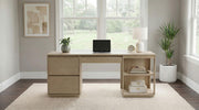 Harkes 75-inch 3-drawer Computer Desk with Adjustable Shelf Light Elm - 800797