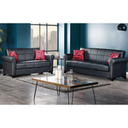 Harlem 65 in. Convertible Sleeper Loveseat in Black with Storage - Gate FurnitureLoveseat