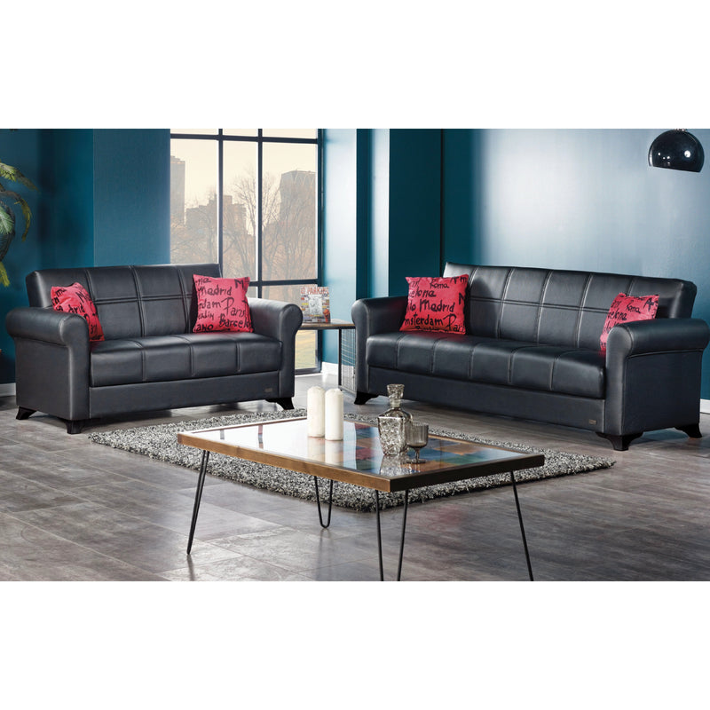 Harlem 65 in. Convertible Sleeper Loveseat in Black with Storage - Gate FurnitureLoveseat