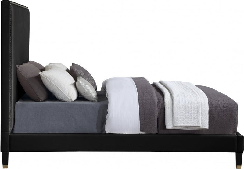 Harlie Velvet King Bed Black - Gate FurnitureKing Bed