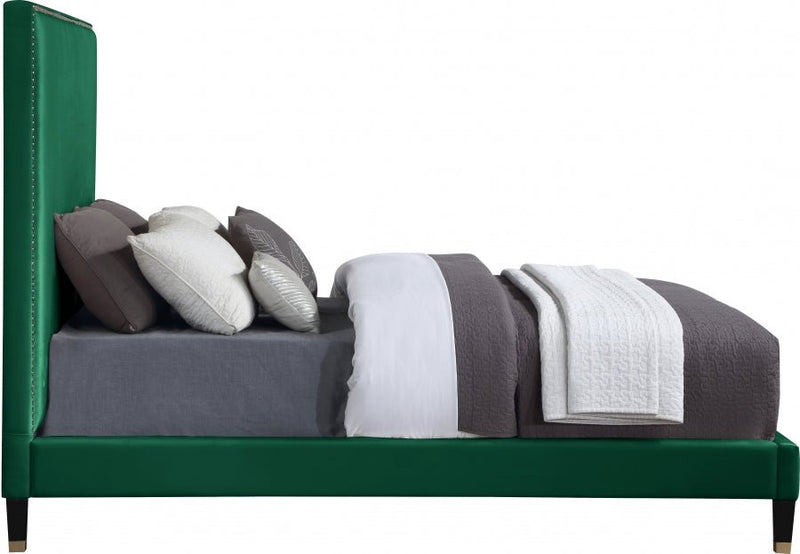 Harlie Velvet King Bed Green - Gate FurnitureKing Bed