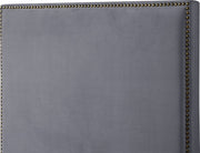 Harlie Velvet King Bed Grey - Gate FurnitureKing Bed