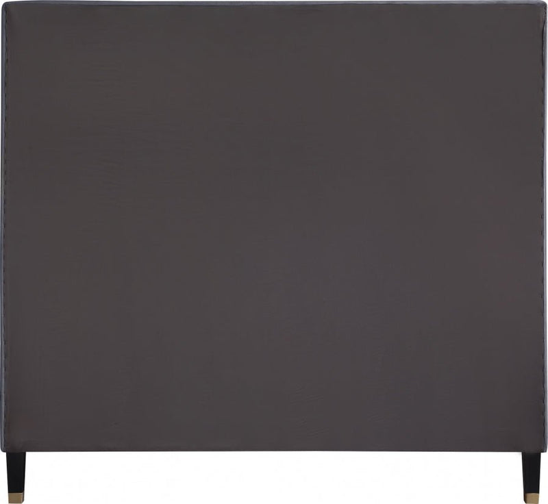 Harlie Velvet King Bed Grey - Gate FurnitureKing Bed