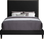 Harlie Velvet Queen Bed Black - Gate FurnitureQueen Bed