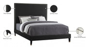 Harlie Velvet Queen Bed Black - Gate FurnitureQueen Bed
