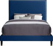 Harlie Velvet Queen Bed Blue - Gate FurnitureQueen Bed