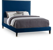 Harlie Velvet Queen Bed Blue - Gate FurnitureQueen Bed