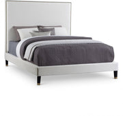 Harlie Velvet Queen Bed Cream - Gate FurnitureQueen Bed