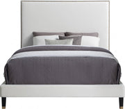 Harlie Velvet Queen Bed Cream - Gate FurnitureQueen Bed