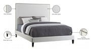 Harlie Velvet Queen Bed Cream - Gate FurnitureQueen Bed