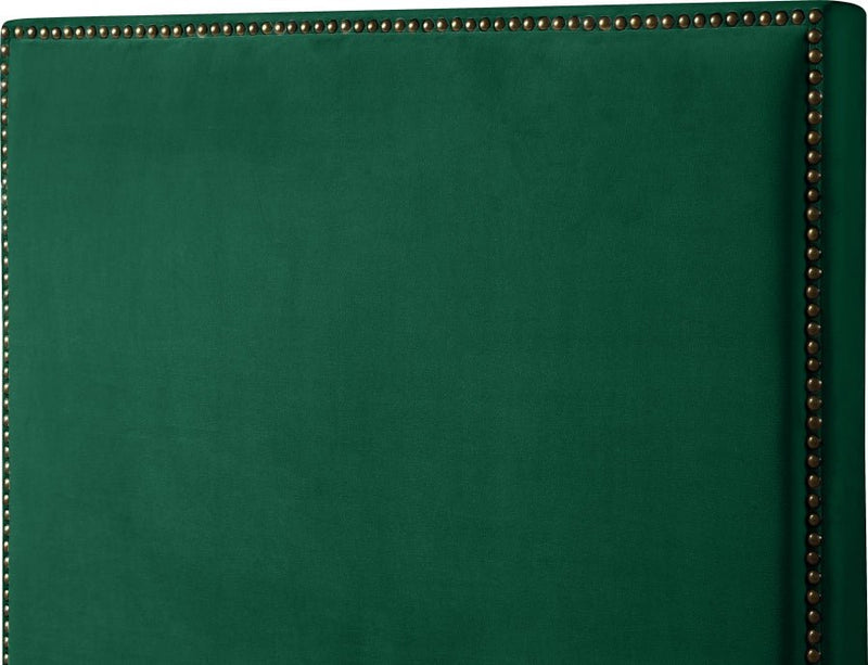 Harlie Velvet Queen Bed Green - Gate FurnitureQueen Bed