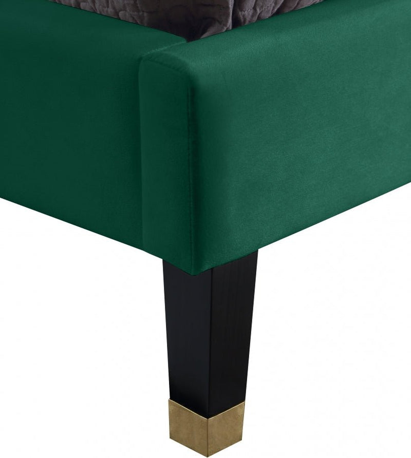 Harlie Velvet Queen Bed Green - Gate FurnitureQueen Bed