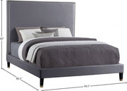 Harlie Velvet Queen Bed Grey - Gate FurnitureQueen Bed