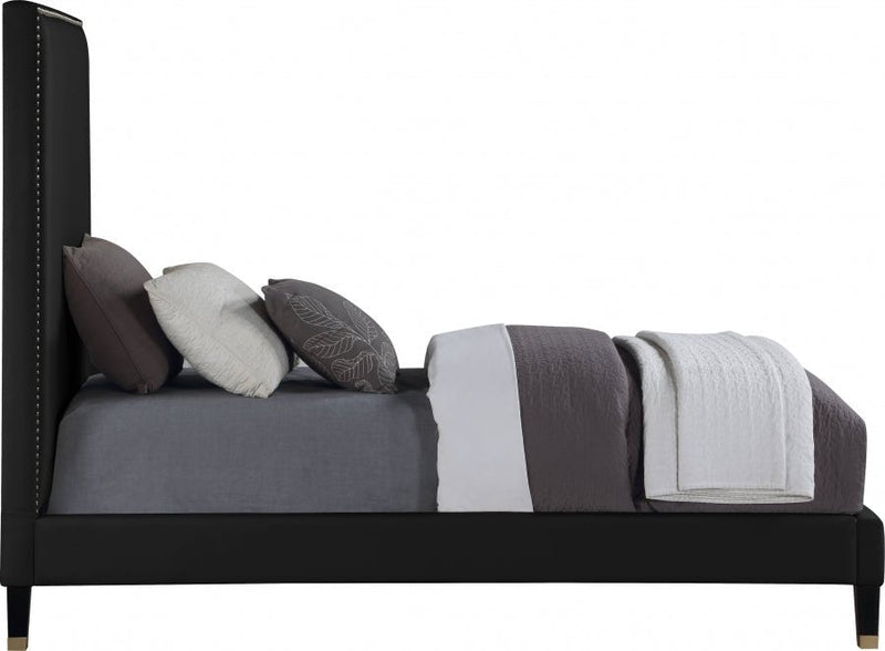 Harlie Velvet Twin Bed Black - Gate FurnitureTwin Bed