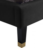 Harlie Velvet Twin Bed Black - Gate FurnitureTwin Bed
