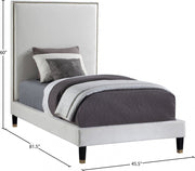 Harlie Velvet Twin Bed Cream - Gate FurnitureTwin Bed