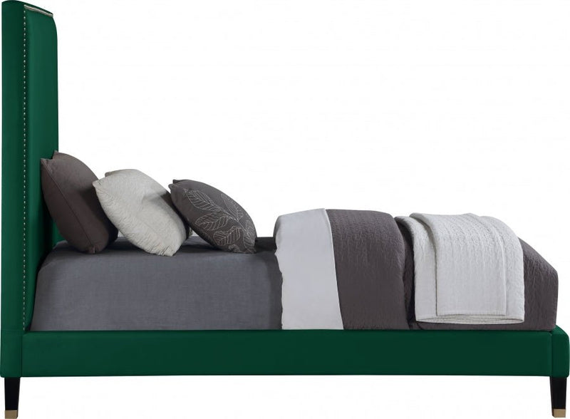 Harlie Velvet Twin Bed Green - Gate FurnitureTwin Bed