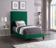 Harlie Velvet Twin Bed Green - Gate FurnitureTwin Bed