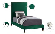 Harlie Velvet Twin Bed Green - Gate FurnitureTwin Bed