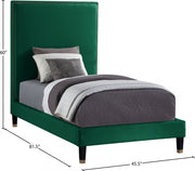 Harlie Velvet Twin Bed Green - Gate FurnitureTwin Bed