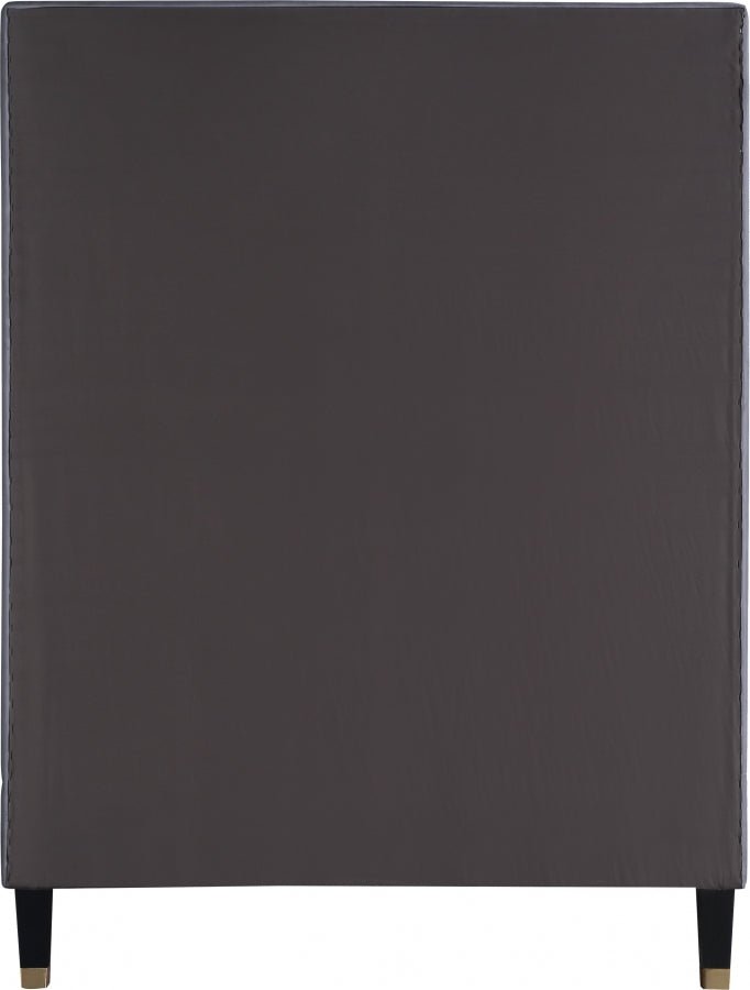 Harlie Velvet Twin Bed Grey - Gate FurnitureTwin Bed
