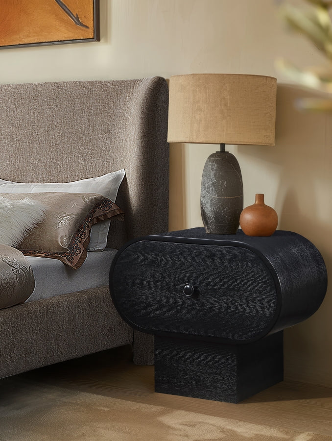 Harlow Solid Wood And Oak Veneer Nightstand in Black - 752Black-NS