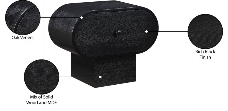 Harlow Solid Wood And Oak Veneer Nightstand in Black - 752Black-NS