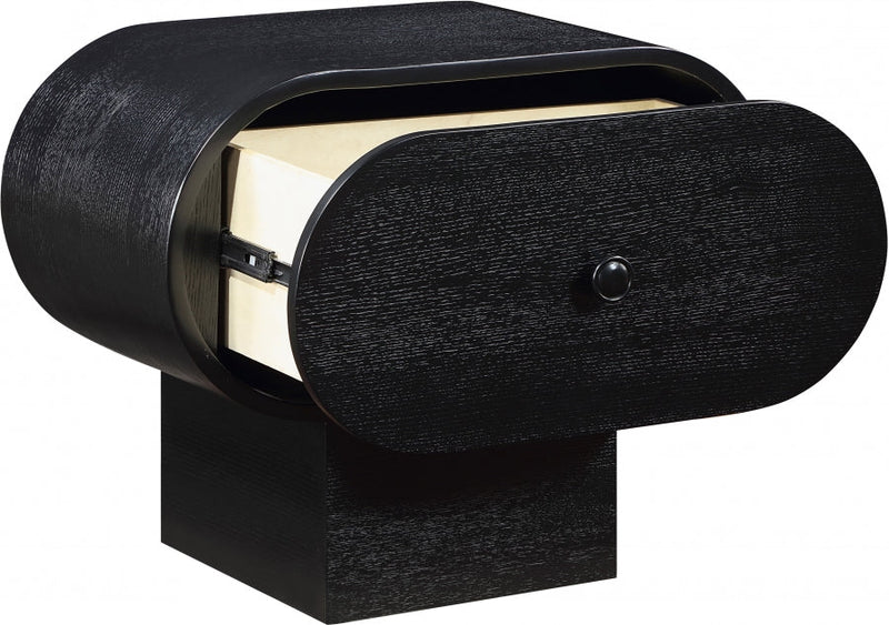 Harlow Solid Wood And Oak Veneer Nightstand in Black - 752Black-NS