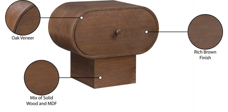 Harlow Solid Wood And Oak Veneer Nightstand in Brown - 752Brown-NS