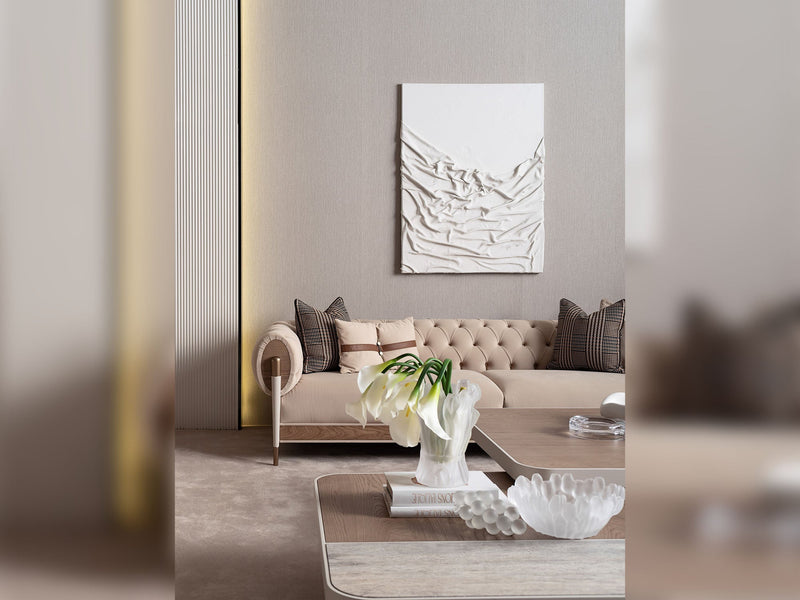 Harmony 4-pieces (1 Four Seater Chester Sofa & 1 Four Seater Sofa & 2 Chair) Livingroom in Cream - 200-GAB-HAR-44C11