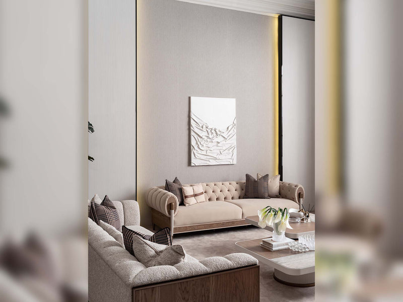 Harmony 4-pieces (1 Four Seater Chester Sofa & 1 Four Seater Sofa & 2 Chair) Livingroom in Cream - 200-GAB-HAR-44C11