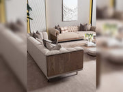 Harmony 4-pieces (1 Four Seater Chester Sofa & 1 Four Seater Sofa & 2 Chair) Livingroom in Cream - 200-GAB-HAR-44C11