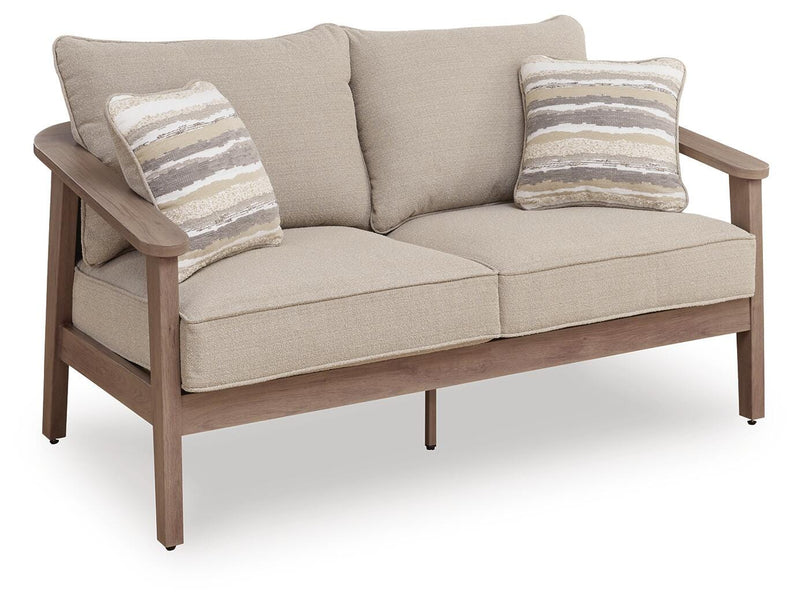 Harmony Headlands Outdoor Sofa and Loveseat with Coffee Table in Natural/Gray - PKG024572