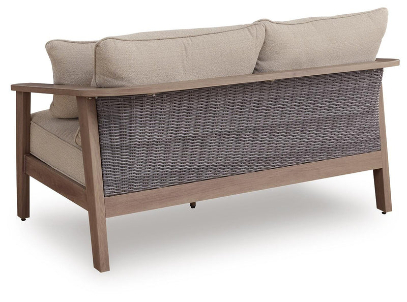 Harmony Headlands Outdoor Sofa and Loveseat with Coffee Table in Natural/Gray - PKG024572
