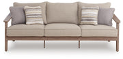 Harmony Headlands Outdoor Sofa and Loveseat with Coffee Table in Natural/Gray - PKG024572