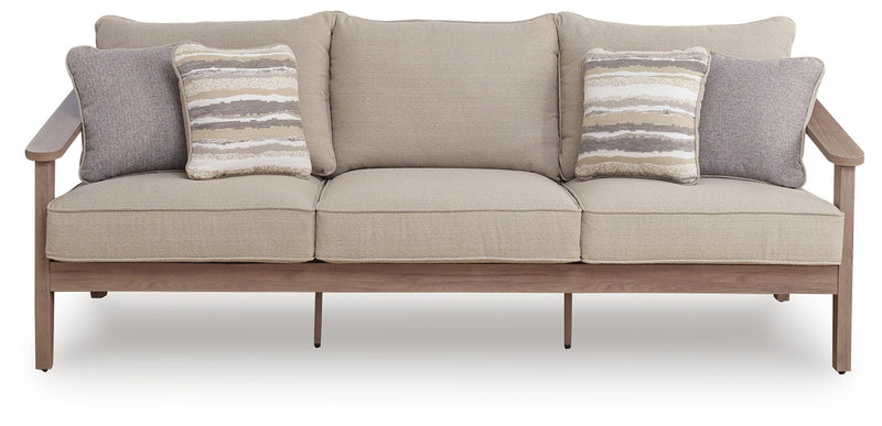 Harmony Headlands Outdoor Sofa with 2 Lounge Chairs in Natural/Gray - PKG024573