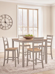 Harperfeld Natural/Gray Counter Height Dining Table and 4 Counter Stools - PCD403-223