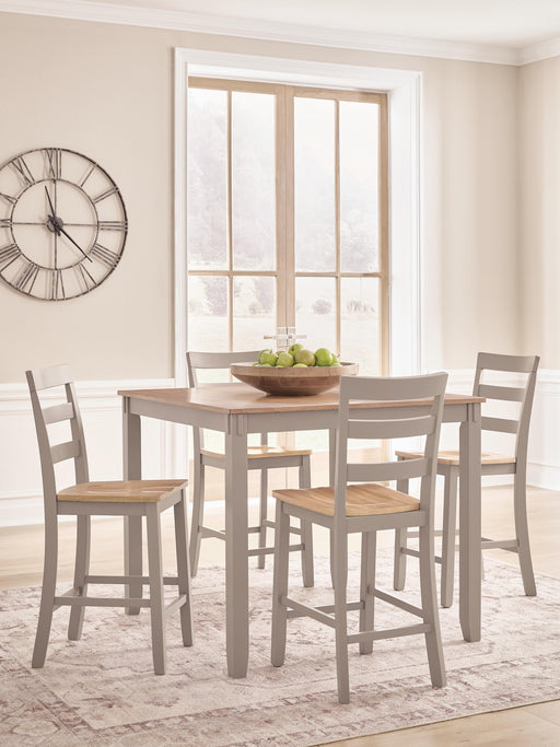 Harperfeld Natural/Gray Counter Height Dining Table and 4 Counter Stools - PCD403-223