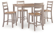 Harperfeld Natural/Gray Counter Height Dining Table and 4 Counter Stools - PCD403-223