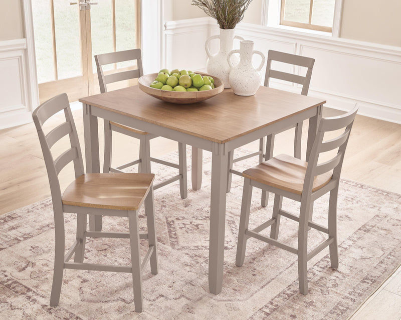 Harperfeld Natural/Gray Counter Height Dining Table and 4 Counter Stools - PCD403-223