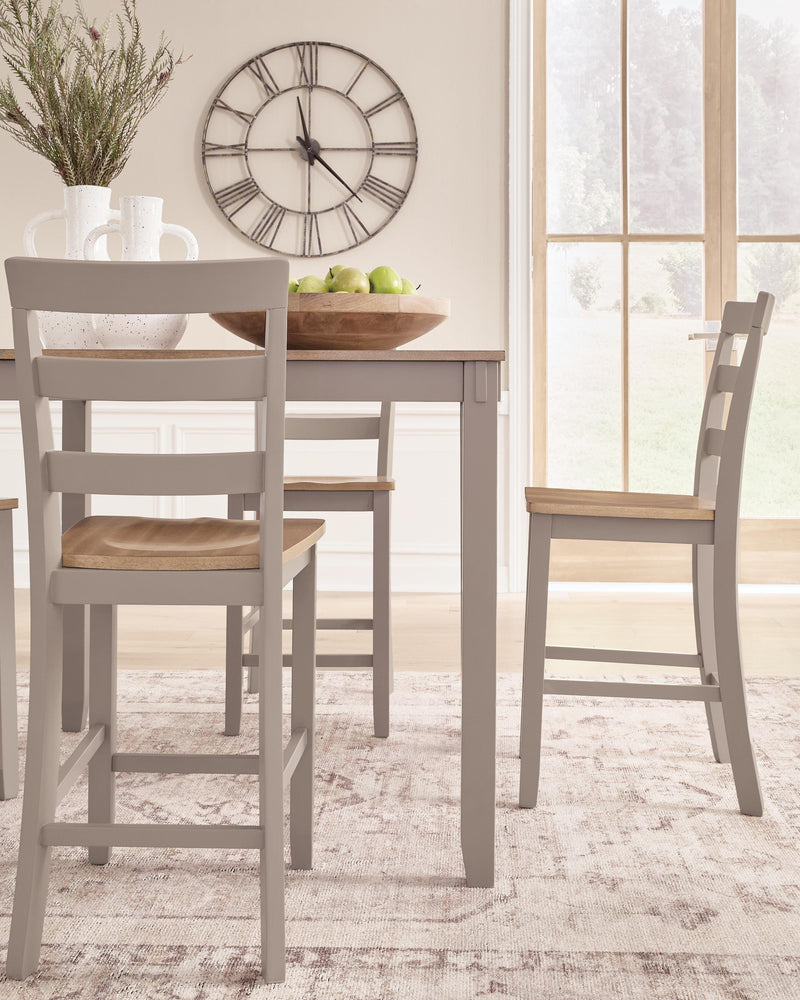 Harperfeld Natural/Gray Counter Height Dining Table and 4 Counter Stools - PCD403-223