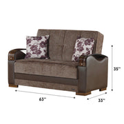 Hartford 63 in. Convertible Sleeper Loveseat in Brown with Storage - Gate FurnitureLoveseat