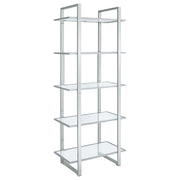 Hartford 79-inch 5-shelf Glass Bookshelf Chrome - 805538